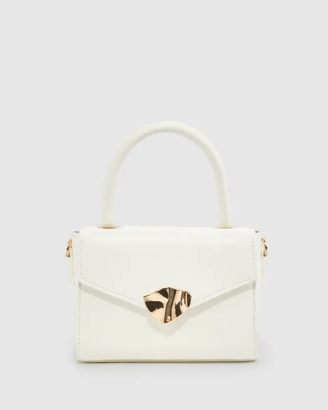White Kiki Clasp Top Handle Bag sold by Collete Hayman