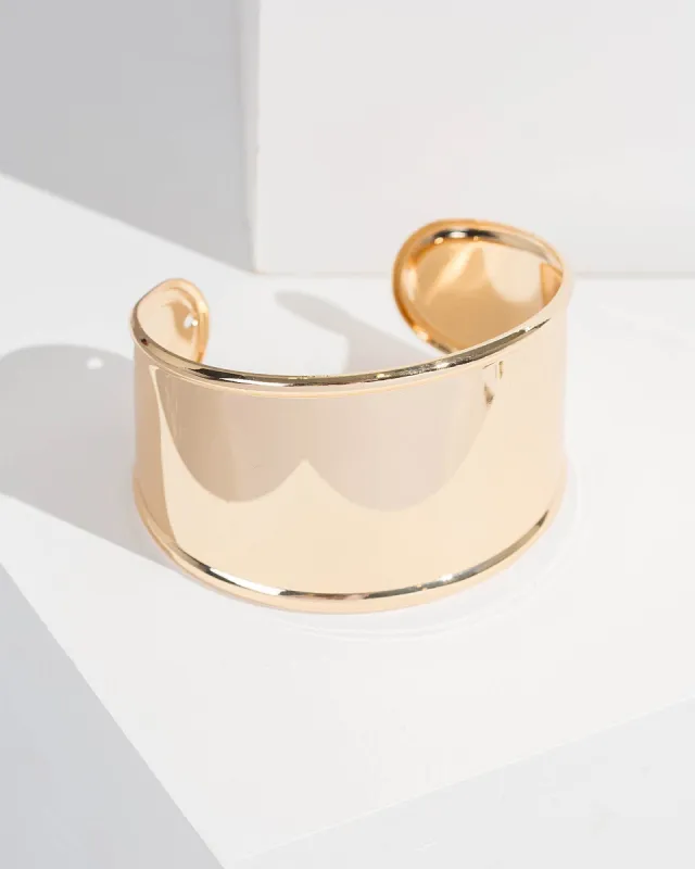 Gold Wide Metal Cuff Bracelet sold by Collete Hayman