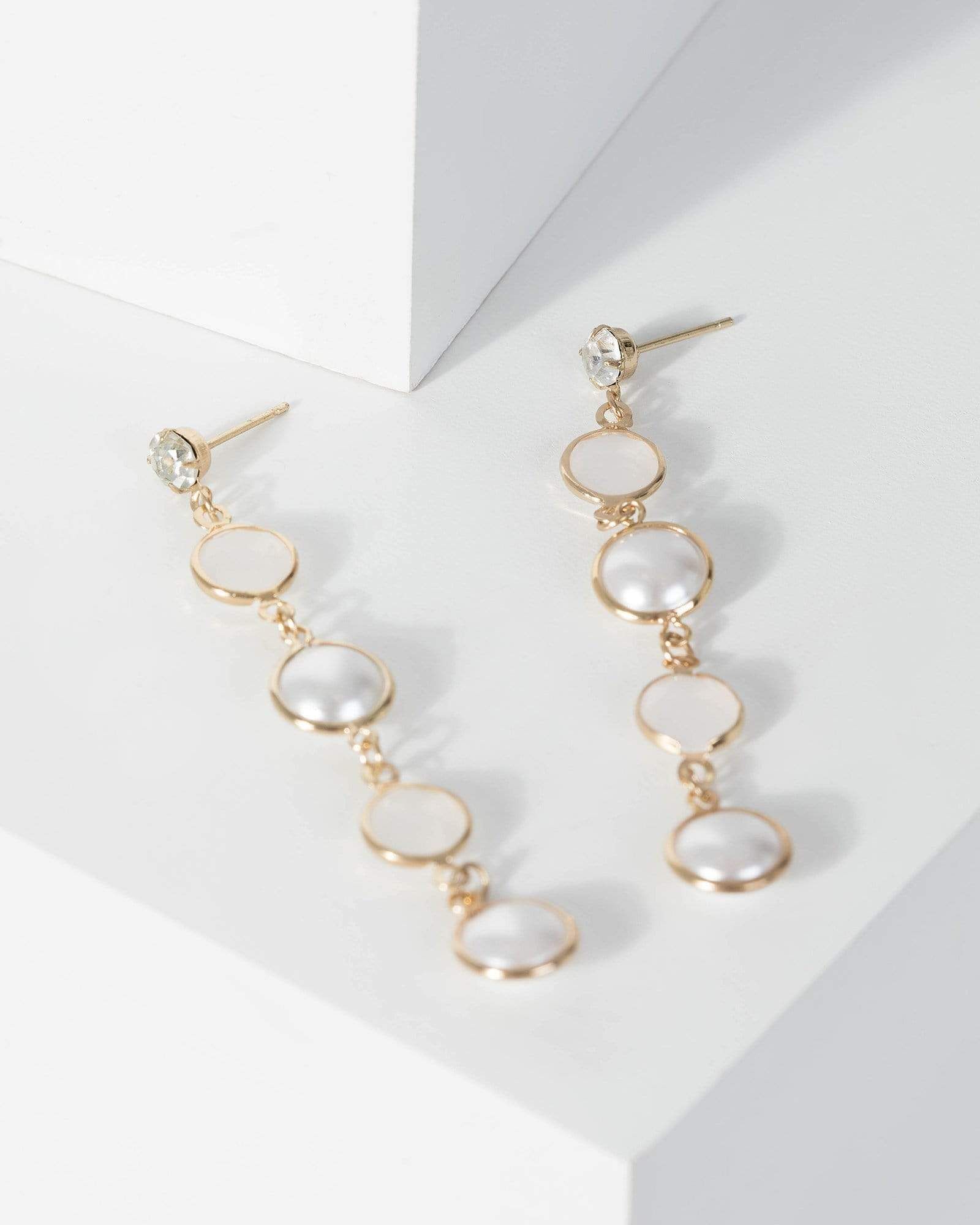 Gold Pearl And Resin Detail Drop Earrings sold by Collete Hayman