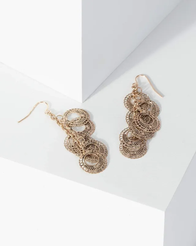 Gold Multi Drop Disc Antique Earrings sold by Collete Hayman