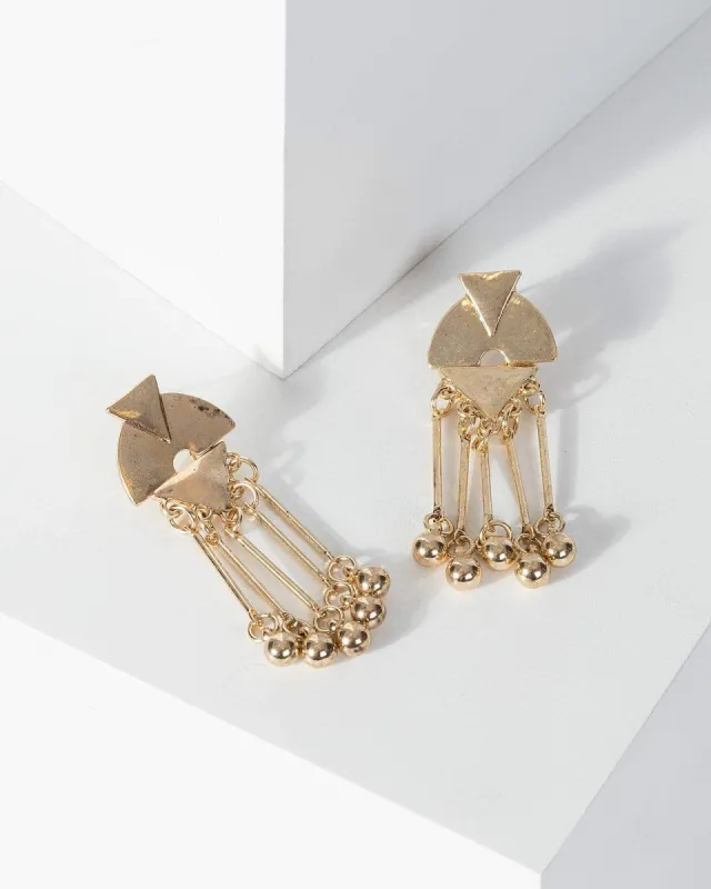 Gold Multi Metal Bead Drop Stud Earrings sold by Collete Hayman