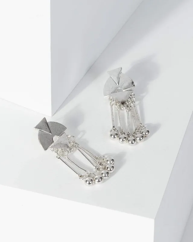 Silver Multi Metal Bead Drop Stud Earrings sold by Collete Hayman
