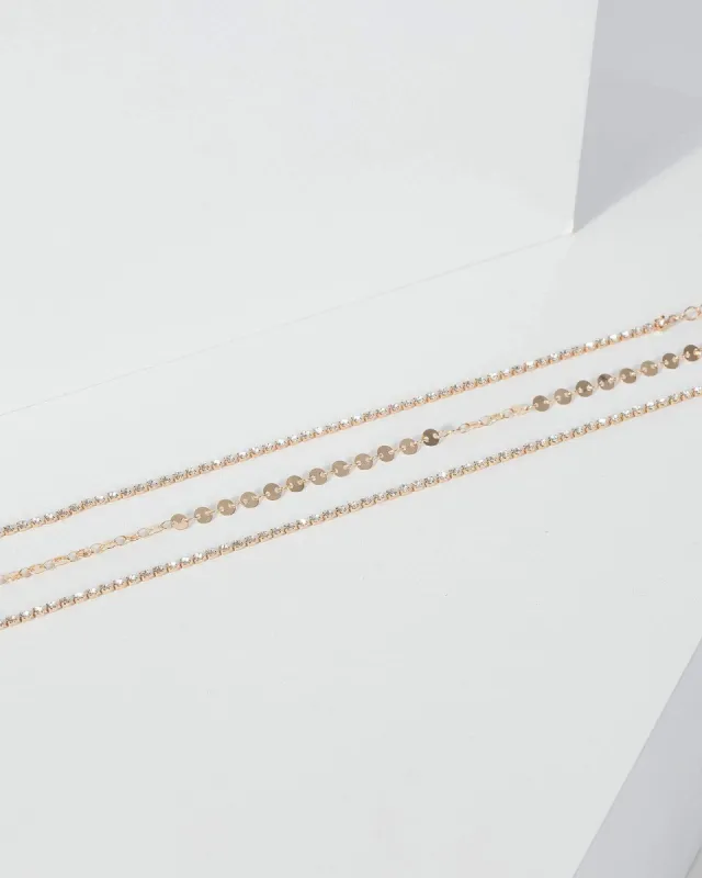 Gold Fine Disk And Diamante Anklet sold by Collete Hayman