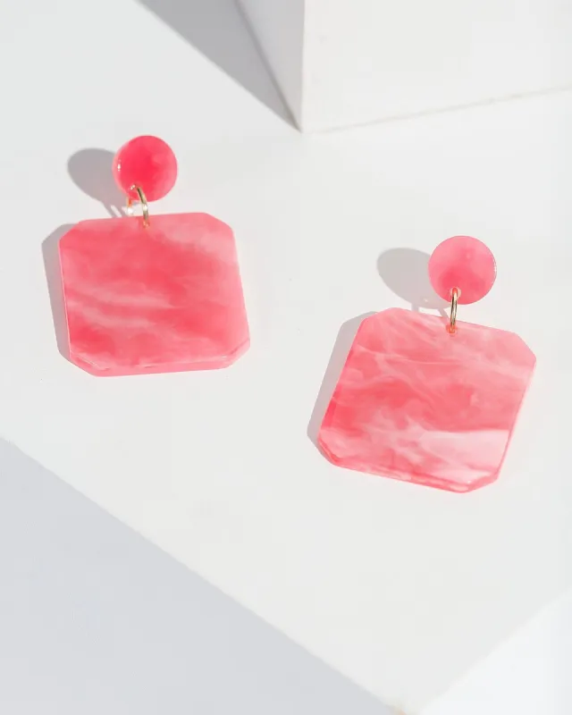 Pink Large Octagon Swirl Drop Earrings sold by Collete Hayman