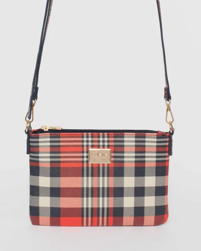 Red & Navy Peta Strap Cross Body Bag sold by Collete Hayman
