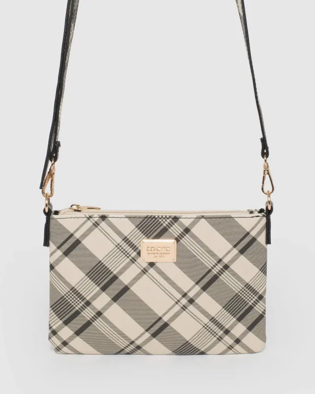 Ivory & Black Peta Strap Cross Body Bag sold by Collete Hayman