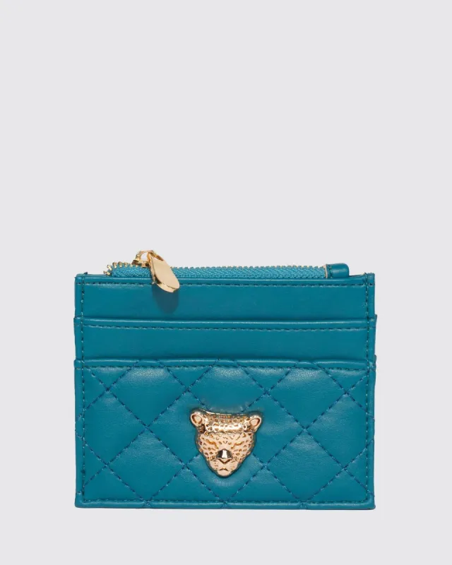 Teal Leopard Quilted Card Purse sold by Collete Hayman