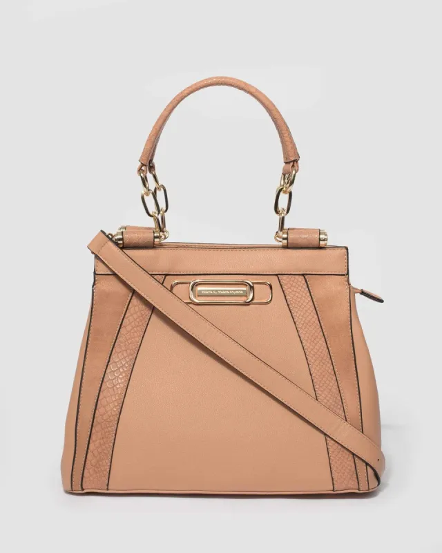 Nude Zoe Stripe Panel Tote Bag sold by Collete Hayman