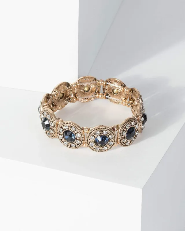 Gold Round Diamante Stone Stretch Wristwear sold by Collete Hayman