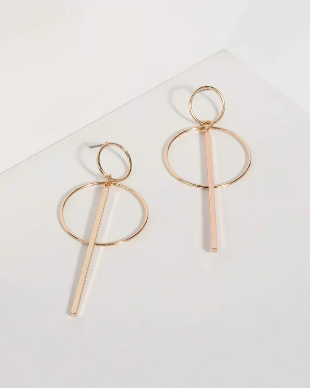 Gold Circle Bar Fine Drop Earrings sold by Collete Hayman