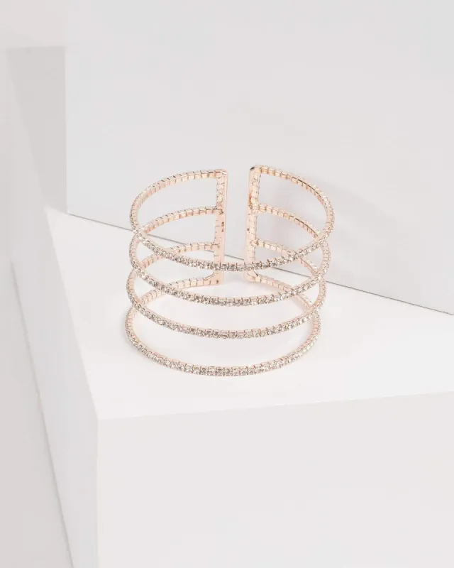 Rose Gold Diamante Row Cuff sold by Collete Hayman