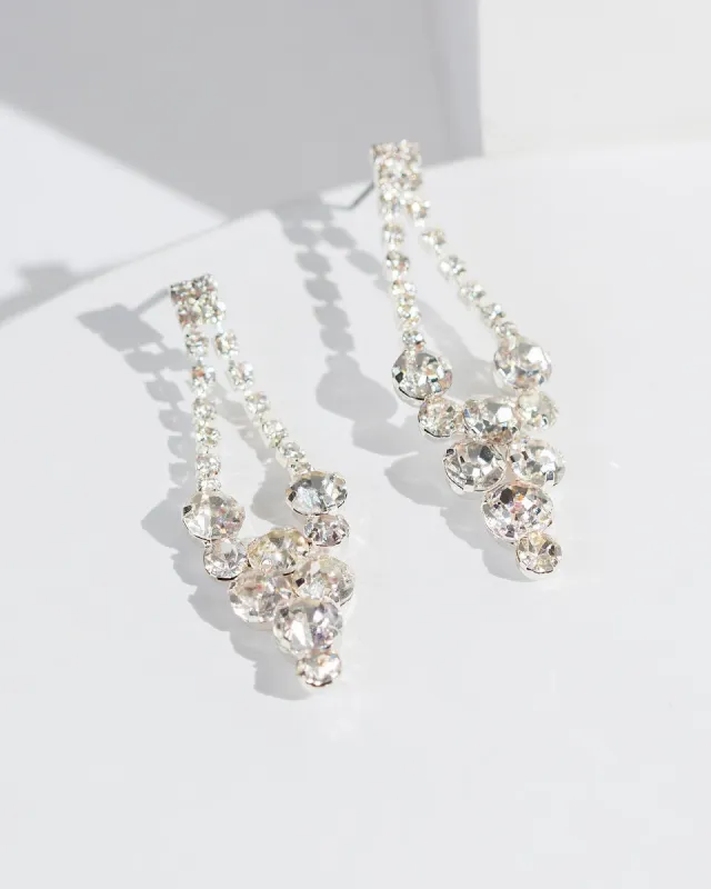 Silver Crystal Cluster Earrings sold by Collete Hayman