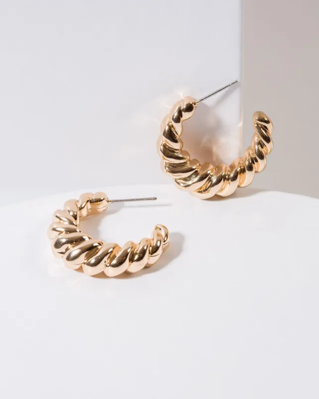 Gold Twist Bubble Hoop Earrings sold by Collete Hayman