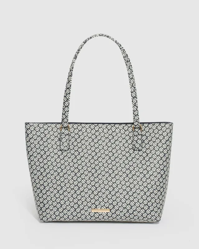 Navy Blue Monogram Angelina Tote Bag sold by Collete Hayman