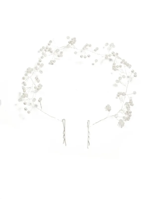 Silver Tone Stone And Pearl Beaded Headpiece sold by Collete Hayman