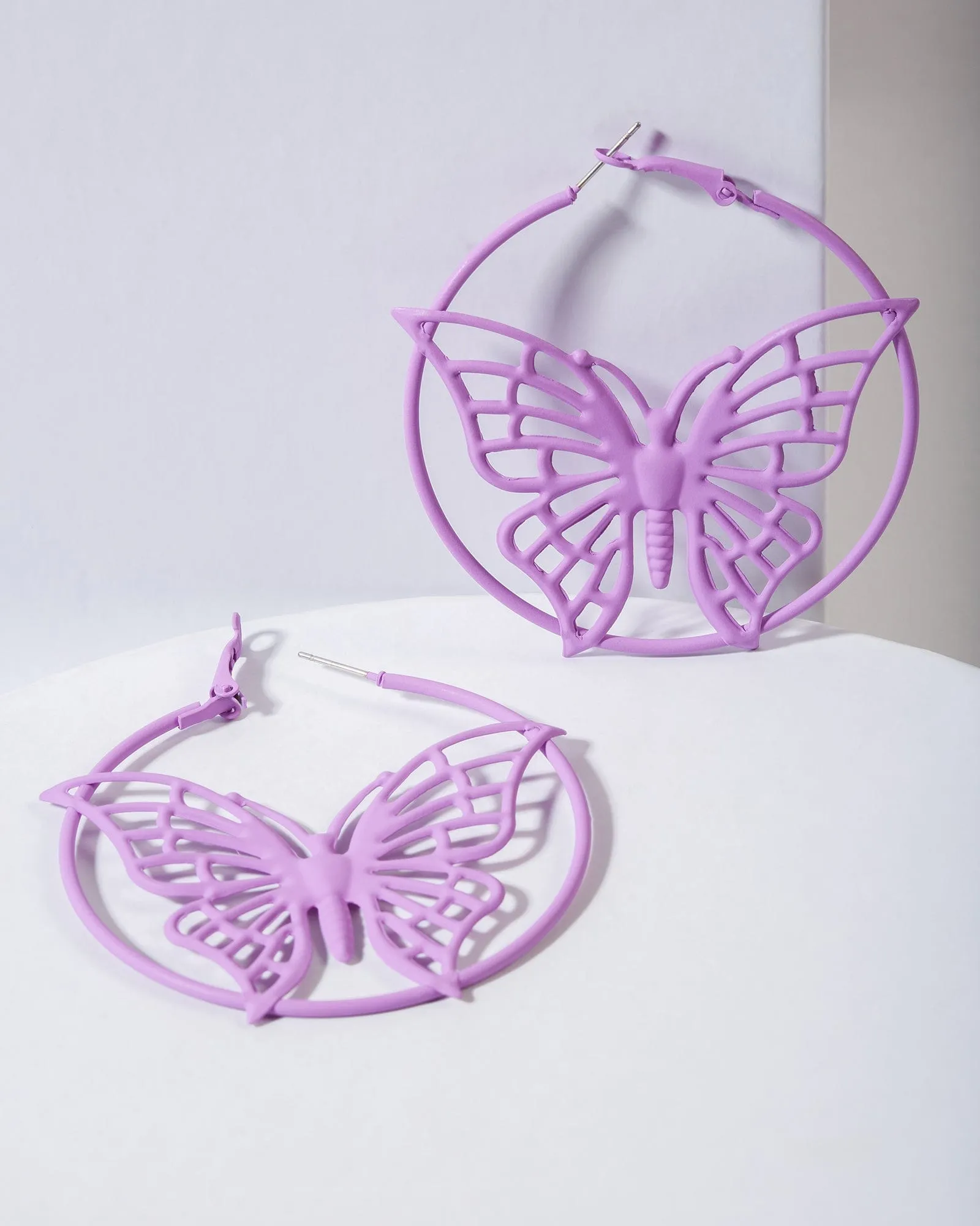 Purple Butterfly Hoop Earrings sold by Collete Hayman