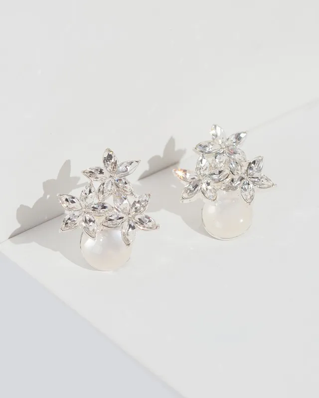 Crystal Embellished Pearl Stud Earrings sold by Collete Hayman