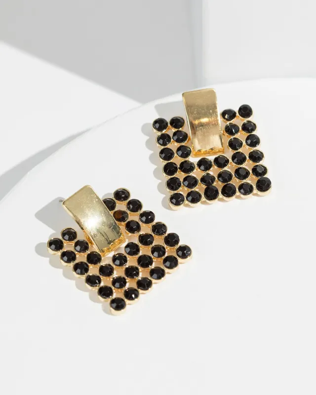 Black Square Door Knocker Earrings sold by Collete Hayman