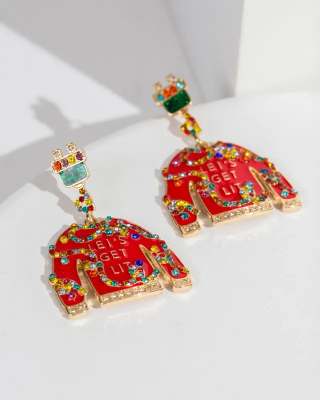 Red Christmas Light Sweater Earrings sold by Collete Hayman