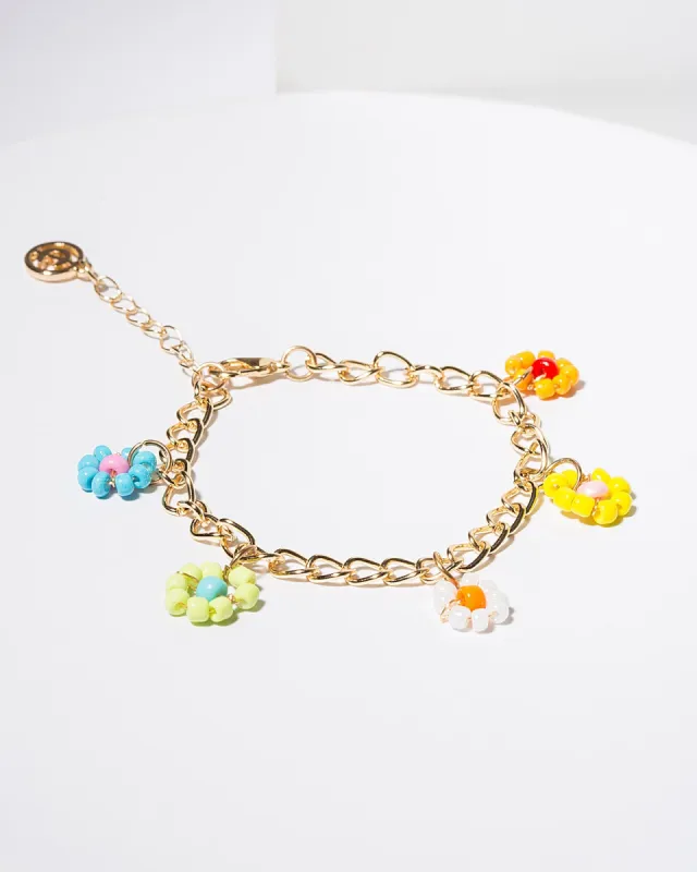 Multi Colour Beaded Flower Charm Bracelet sold by Collete Hayman