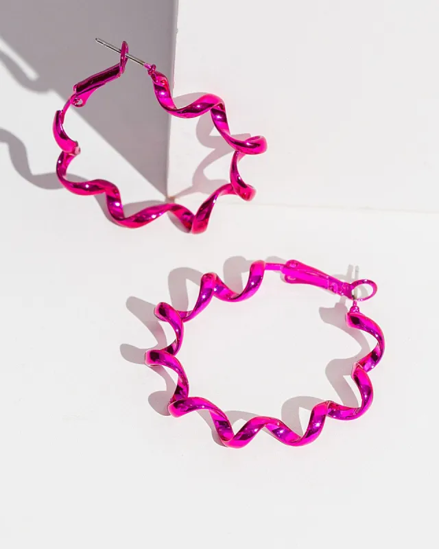 Pink Spiral Hoop Earrings sold by Collete Hayman