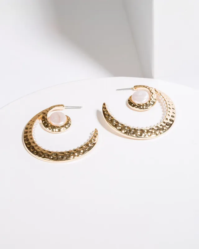 White Pearl Embellished Hoop Earrings sold by Collete Hayman