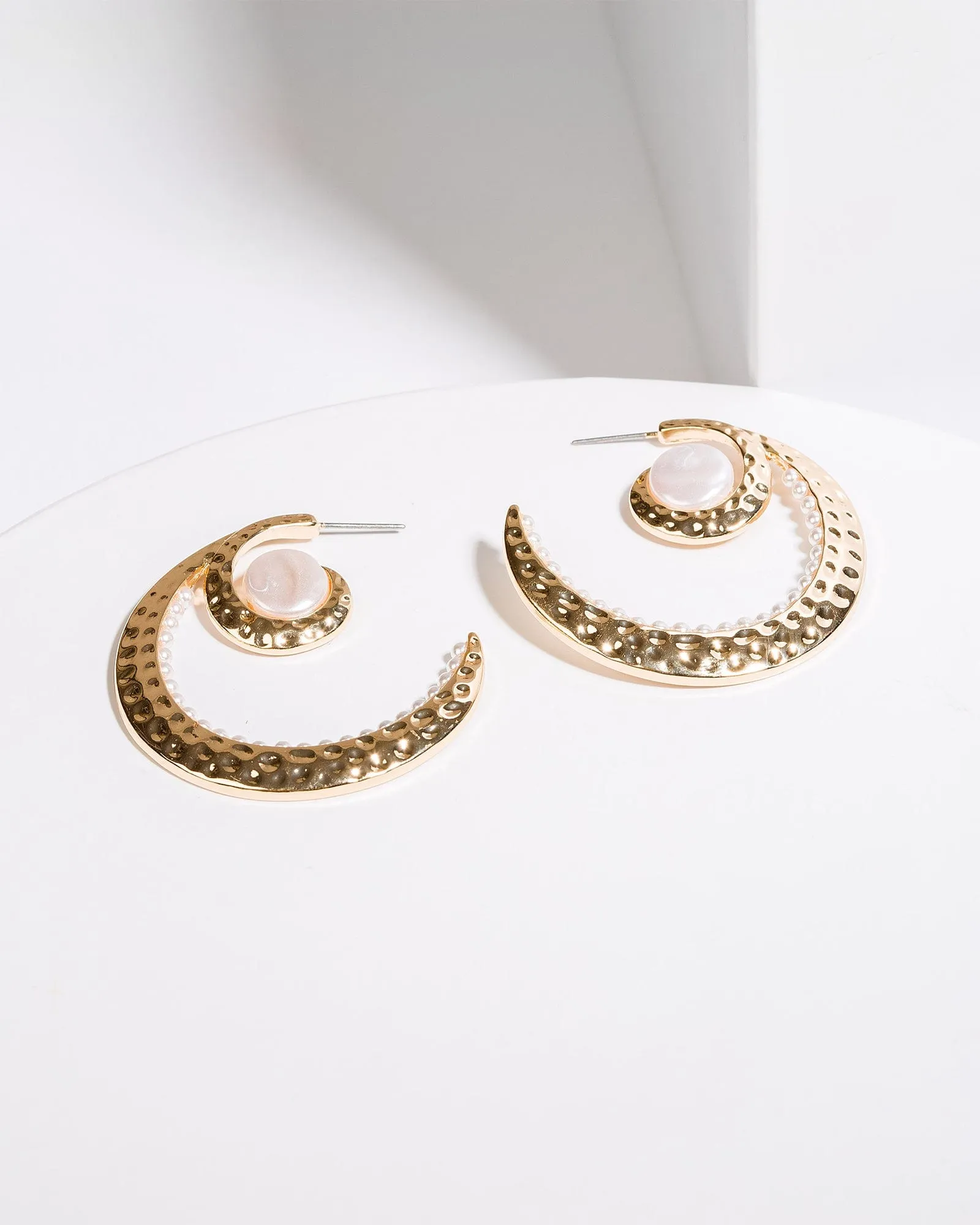 White Pearl Embellished Hoop Earrings sold by Collete Hayman