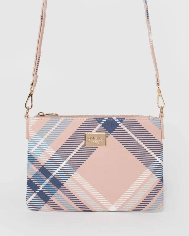 Pink & Blue Peta  Strap Cross Body Bag sold by Collete Hayman