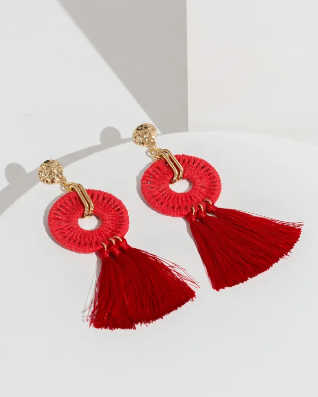 Red Loop And Tassel Earrings sold by Collete Hayman