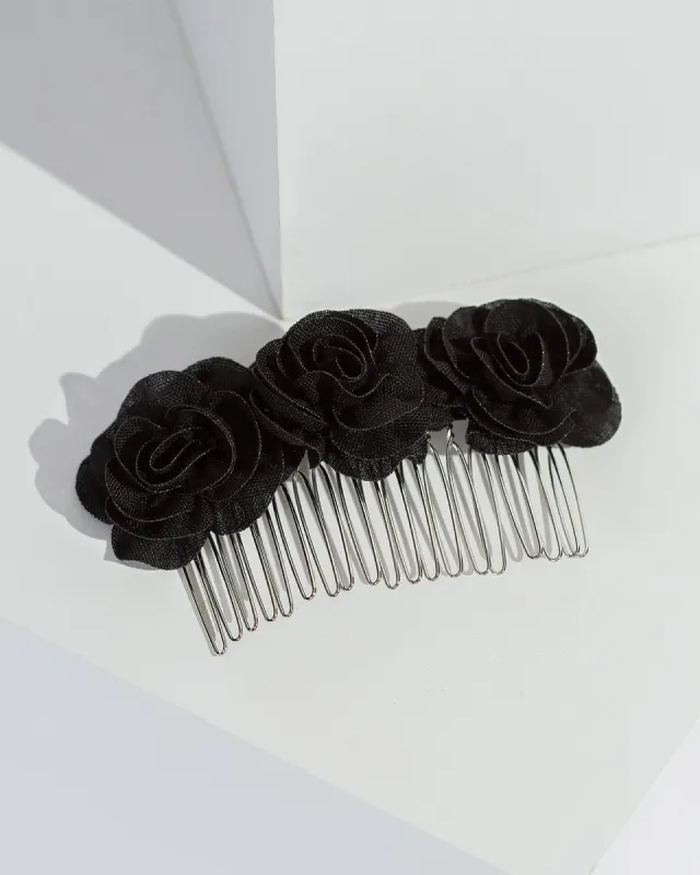 Black Multi Flower Hair Comb sold by Collete Hayman