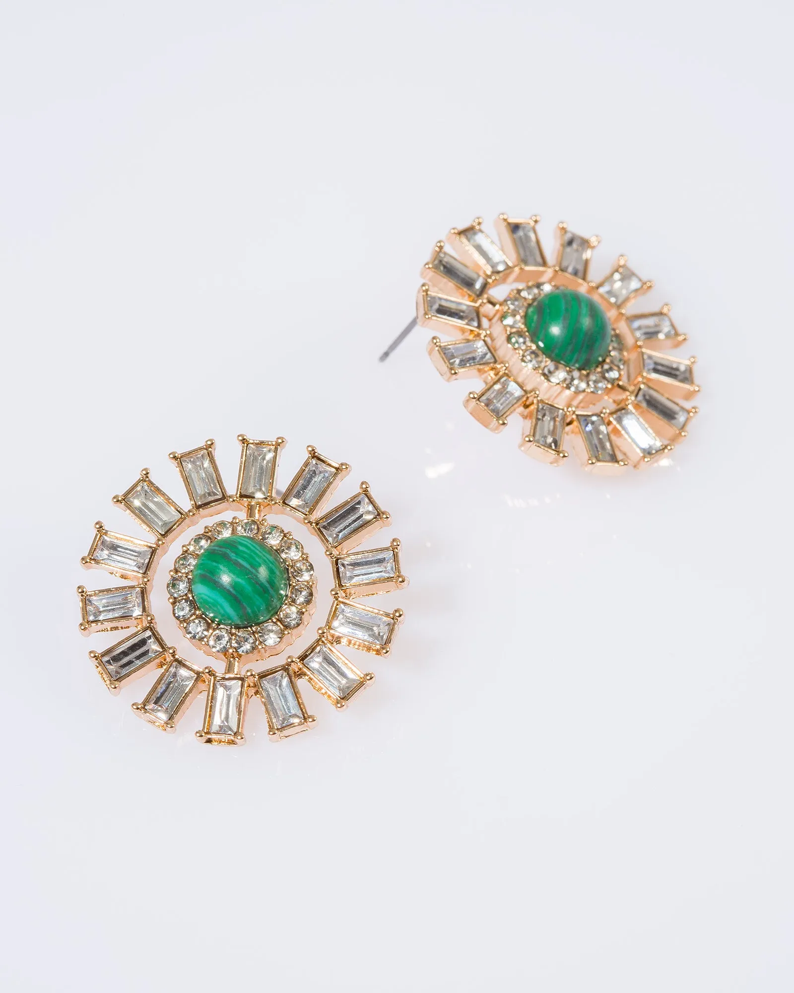 Green Statement Crystal Halo Stud Earrings sold by Collete Hayman