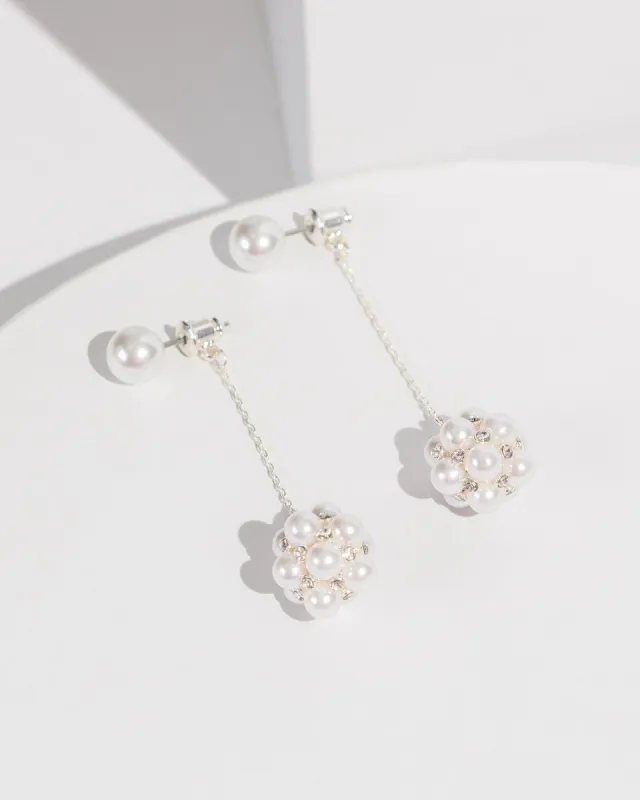 White Pearl Cluster Drop Earrings sold by Collete Hayman
