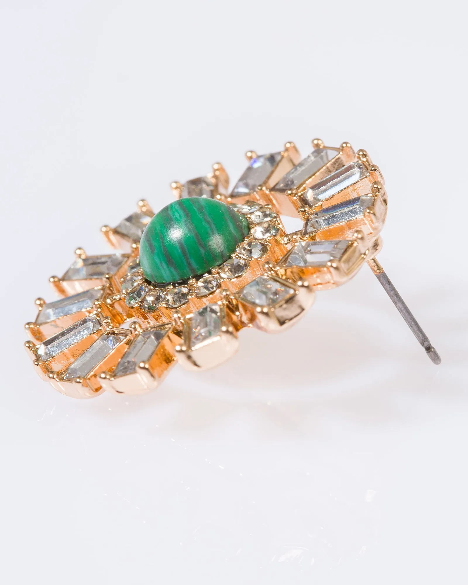 Green Statement Crystal Halo Stud Earrings sold by Collete Hayman product image thumbnail 2