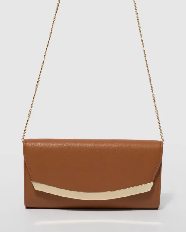 Tan Sammi Evening Clutch Bag sold by Collete Hayman