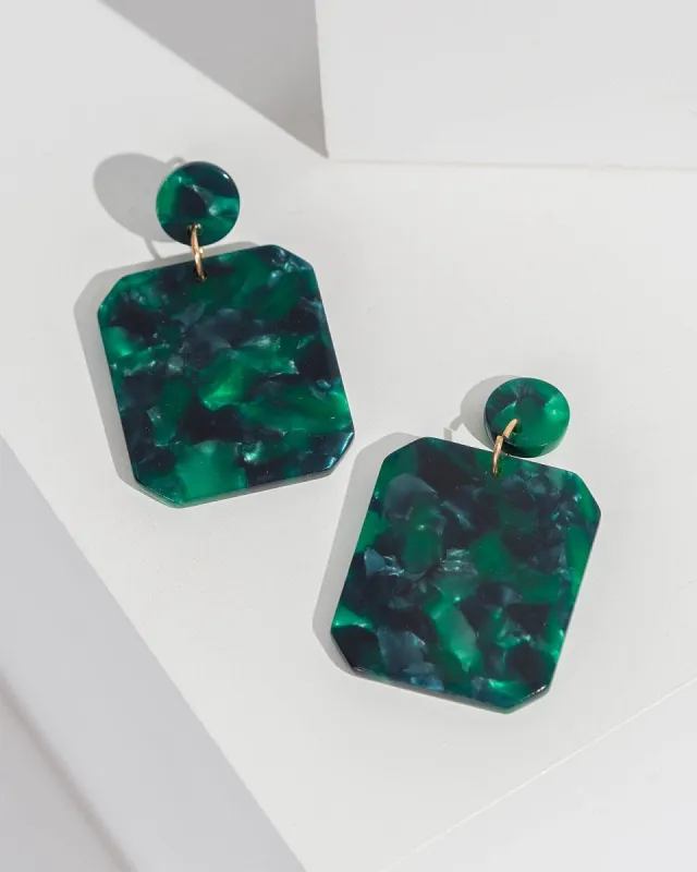Emerald Green Large Octagon Swirl Drop Earrings sold by Collete Hayman