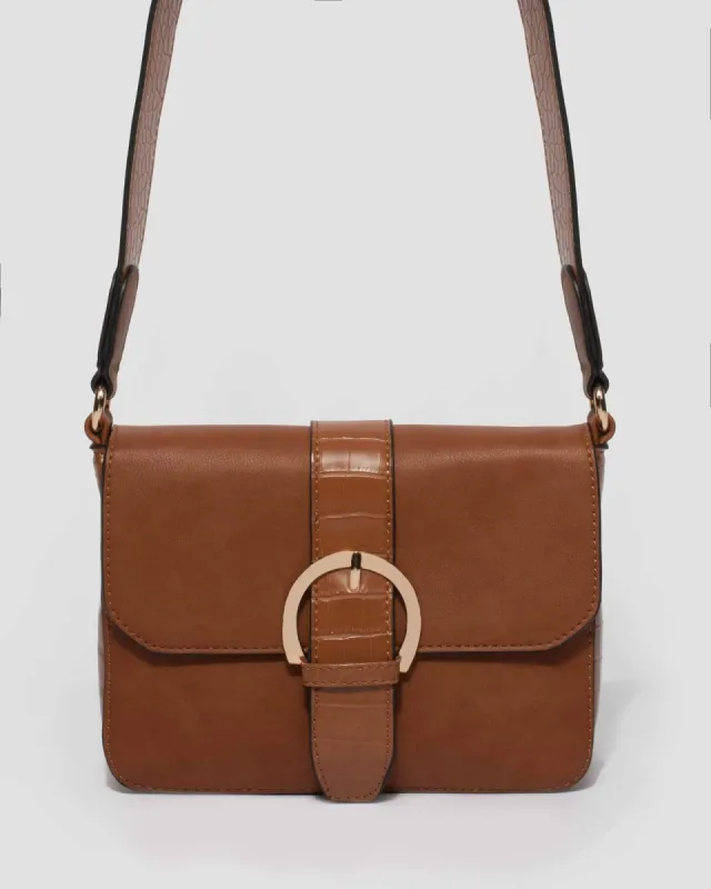 Tan Lora Buckle Crossbody Bag sold by Collete Hayman