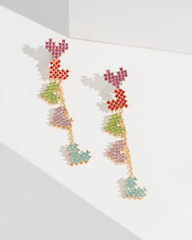 Multi Colour Rainbow Hearts Drop Earrings sold by Collete Hayman