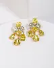 Yellow Crystal Cluster Statement Earrings sold by Collete Hayman