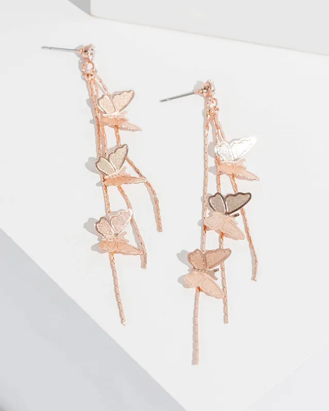 Rose Gold Butterfly Tassel Earrings sold by Collete Hayman