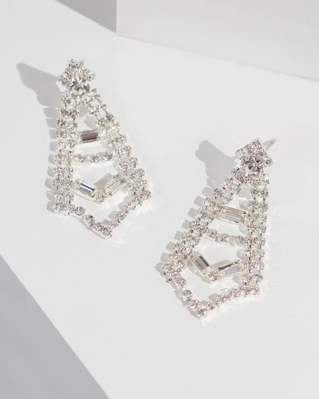 Crystal Open Square Diamante Detail Earrings sold by Collete Hayman