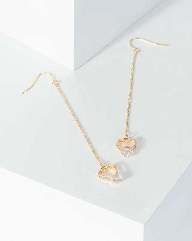 Gold Heart Chain Drop Earrings sold by Collete Hayman