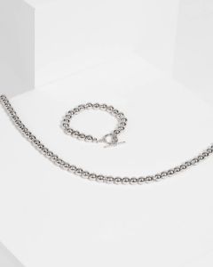 Silver Beaded Necklace and Bracelet Set sold by Collete Hayman