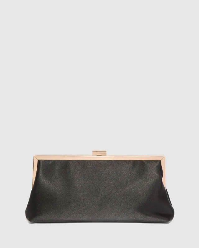 Black Arya Satin Clutch Bag sold by Collete Hayman