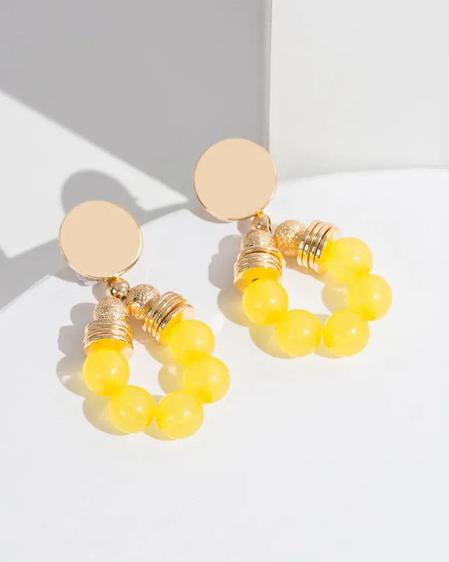 Yellow Textured Metal Tear Drop Earrings sold by Collete Hayman