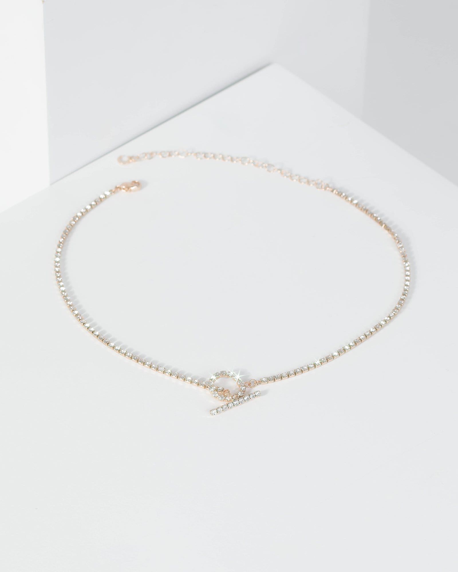 Gold Diamante Circle Bar Necklace sold by Collete Hayman