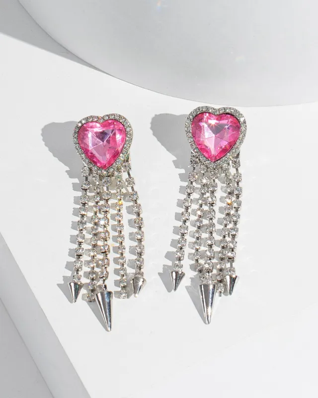 Pink Heart Spike Cup Chain Earrings sold by Collete Hayman