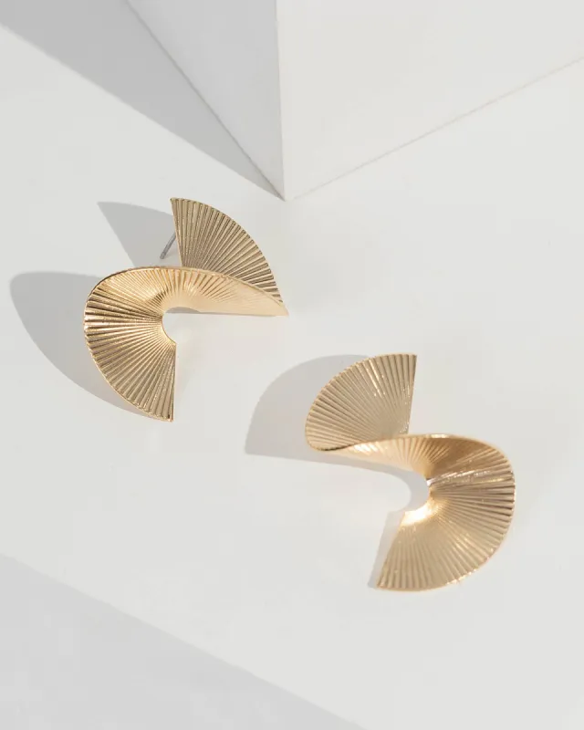 Gold Twisted Statement Earrings sold by Collete Hayman