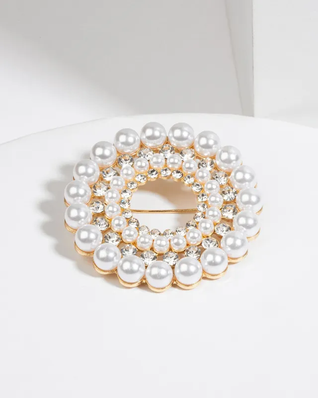 Pearl & Crystal Round Brooch sold by Collete Hayman