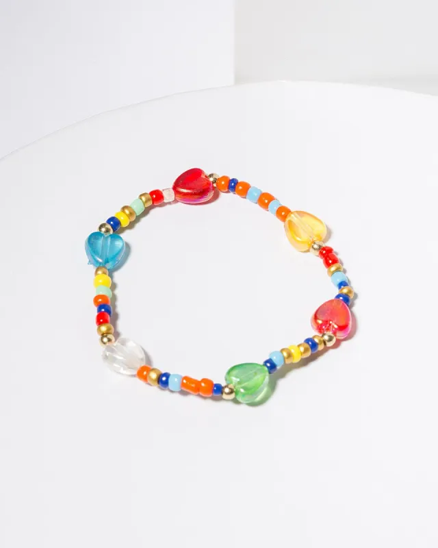 Multi Colour Love Heart Beaded Bracelet sold by Collete Hayman