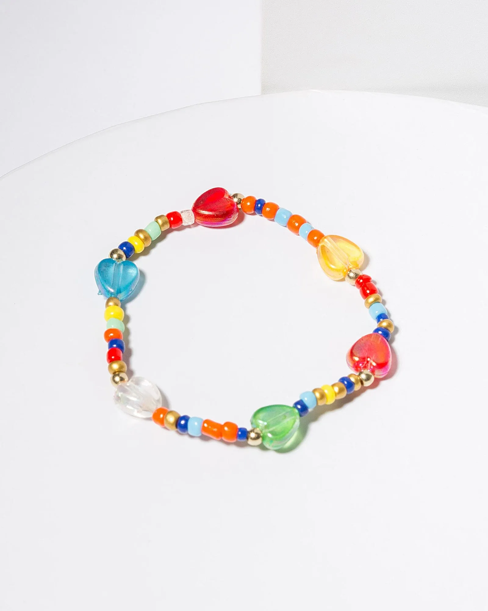 Multi Colour Love Heart Beaded Bracelet sold by Collete Hayman